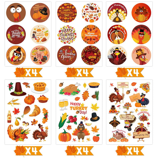 Joy Bang turkey stickers—six designs, ideal for decorating cards and envelopes.