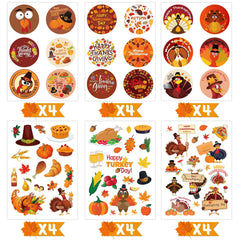 Joy Bang turkey stickers—six designs, ideal for decorating cards and envelopes.