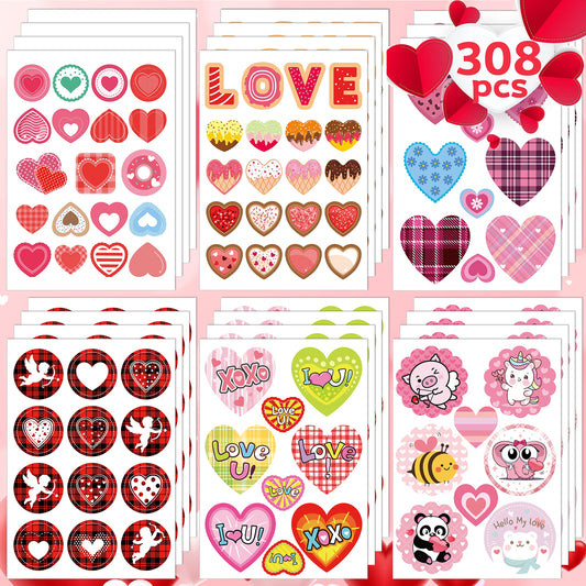 Joy Bang Valentines stickers sheet with 24 sheets and six styles for gifting and crafts