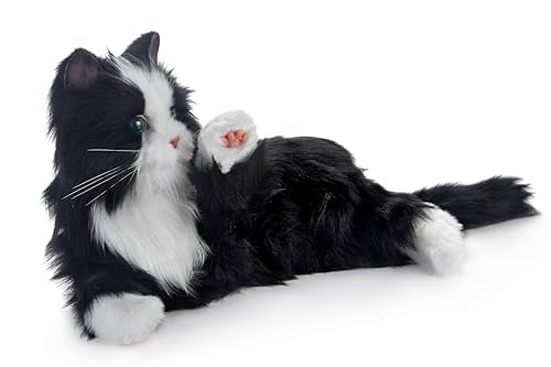 Joy For All Companion Cat tuxedo soft fur touch inviting gentle pats and interaction.