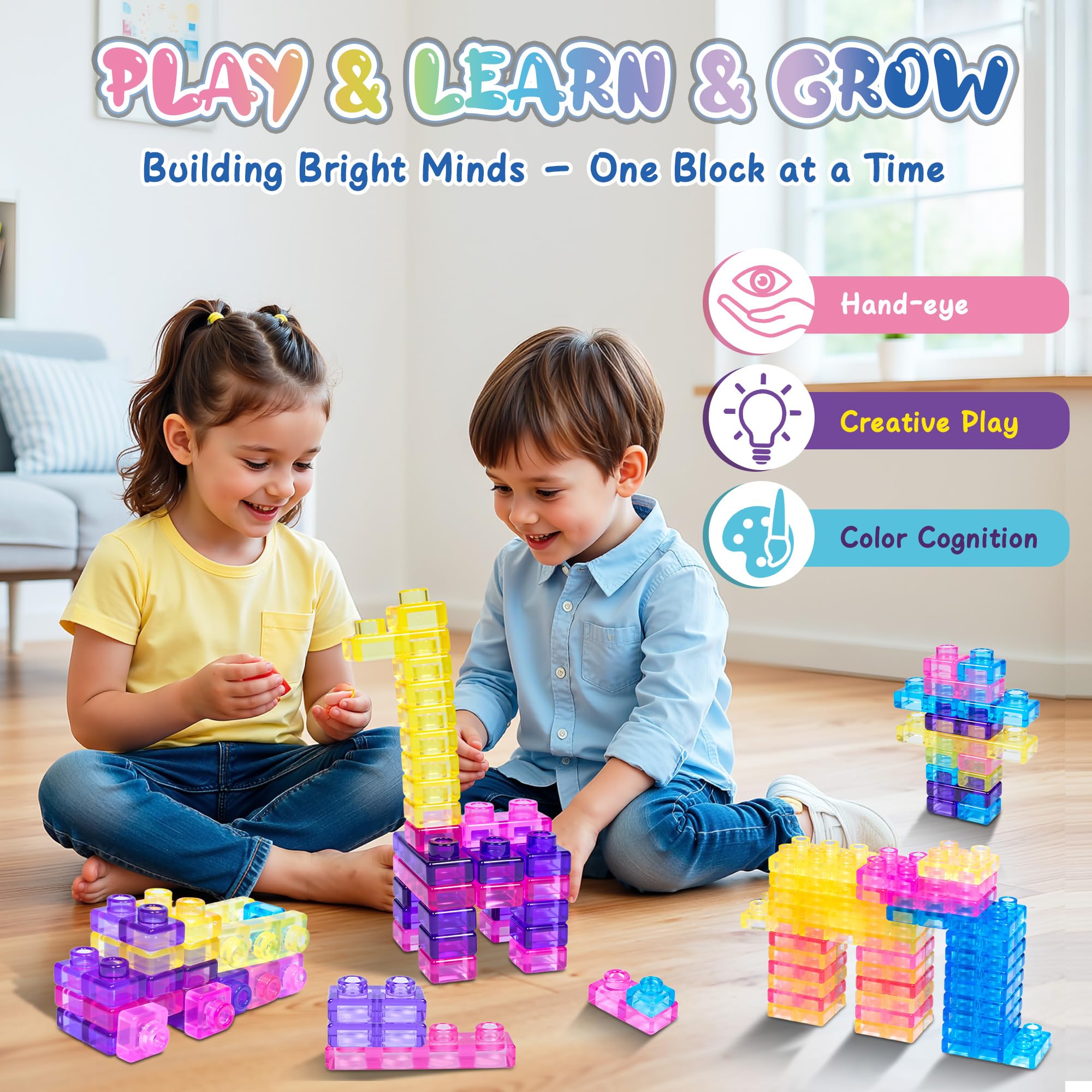 JOY SPOT! blocks support early spatial reasoning through towers and shapes.