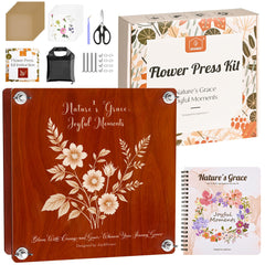 Joy&Grace large flower press with cover preserves blooms for display.