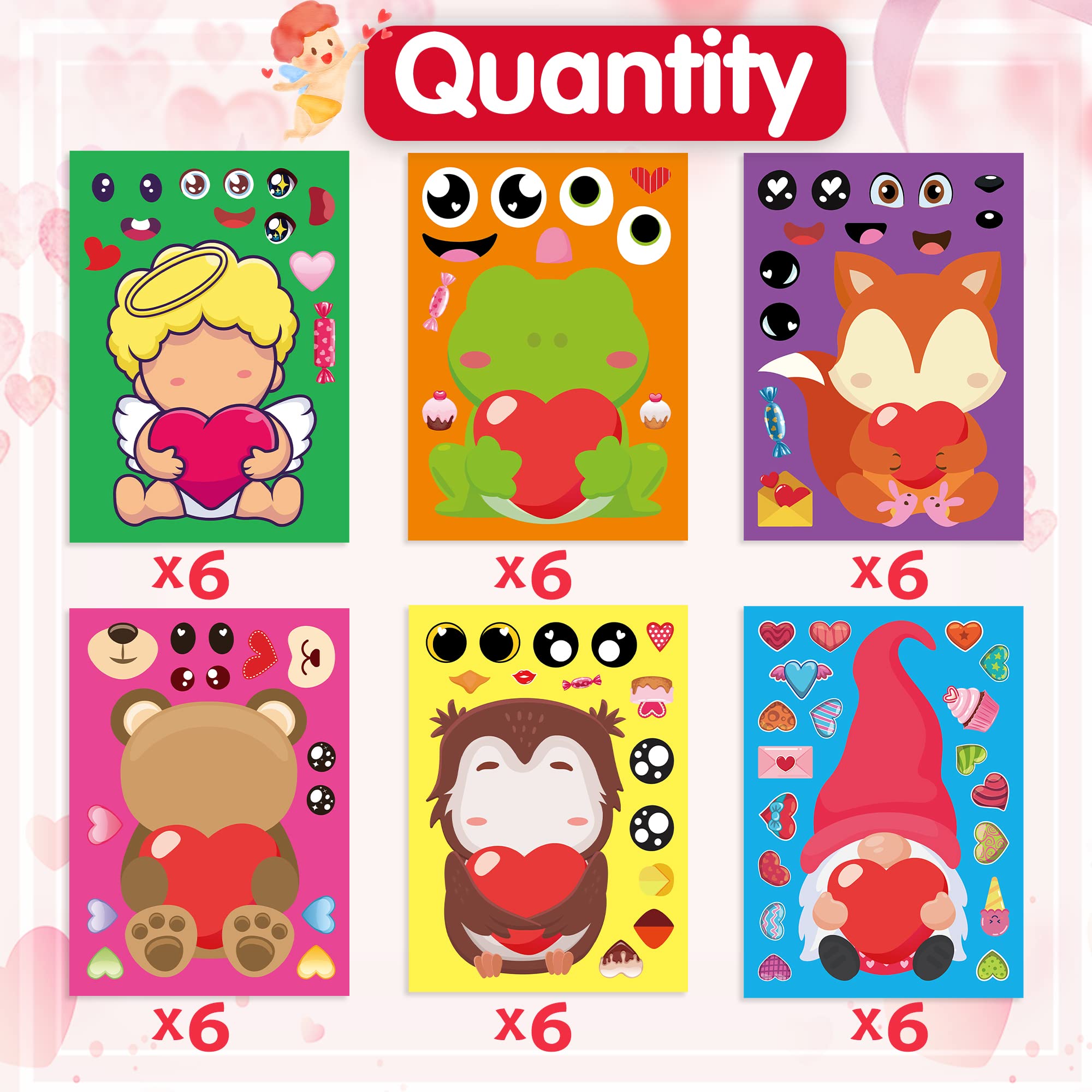 Joy Bang Valentines stickers 6-styles design variety inspires joyful arts and crafts.