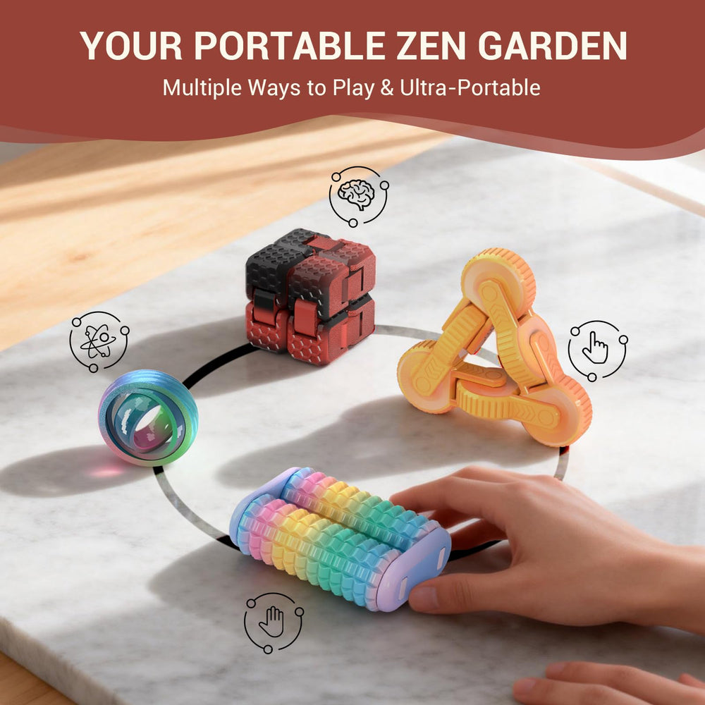 JOYBLI 4pc fidget set fidget-cube boosts calm moments at work or study.