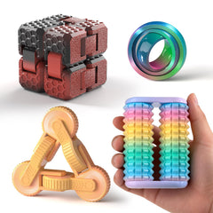 JOYBLI 4pc fidget set infinity-twist-cube enhances concentration during tasks.