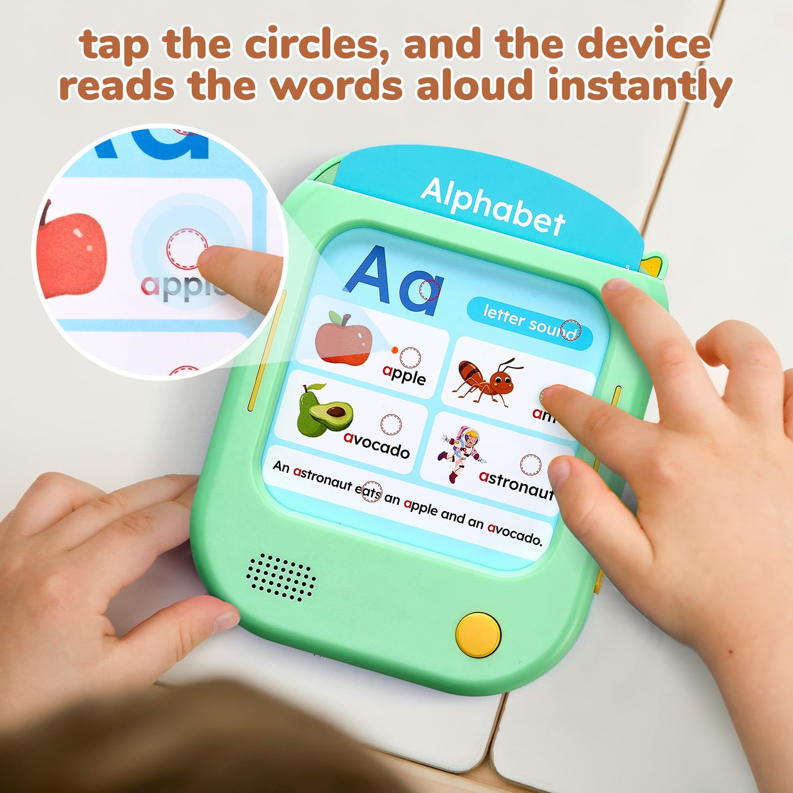 JoyCat 156-pages talking flash cards close up with phonics and pronunciation