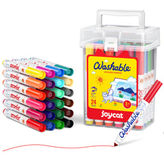JoyCat 24-count washable markers in a compact case for organized color creativity.