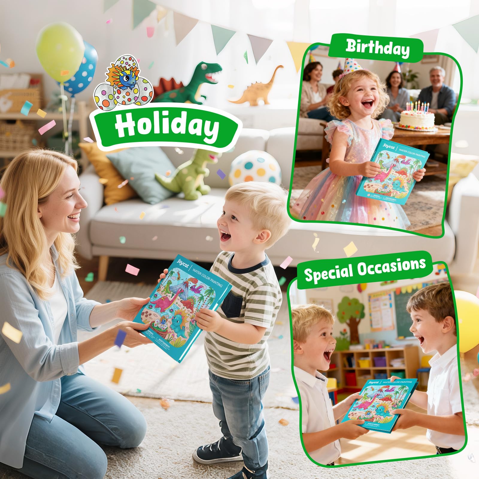 JoyCat 3-in-1 design combines paint, brush, and book in one.