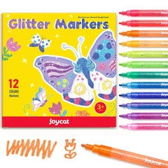 JoyCat 3mm glitter marker swatches show vibrant colors with brilliant shimmer for crafts