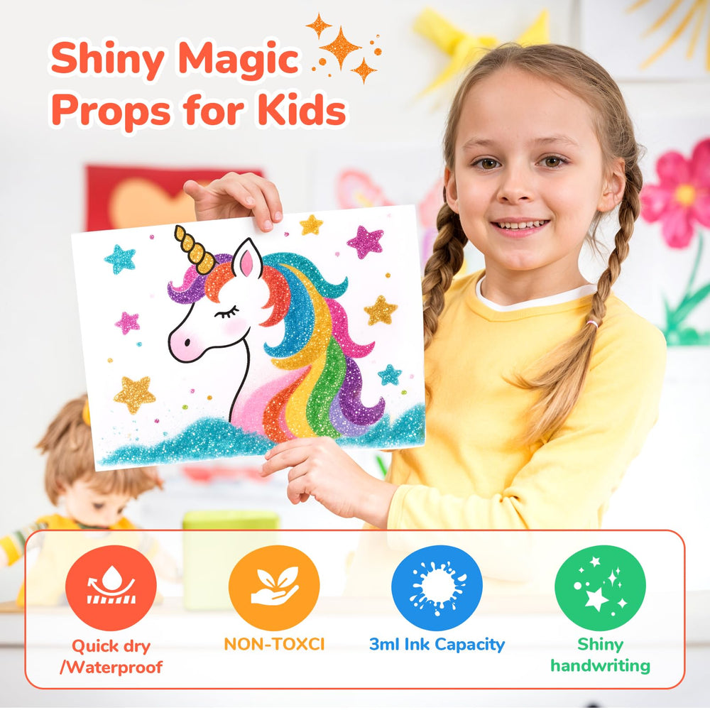 JoyCat glitter marker on fabric yields precise lines and solid fills