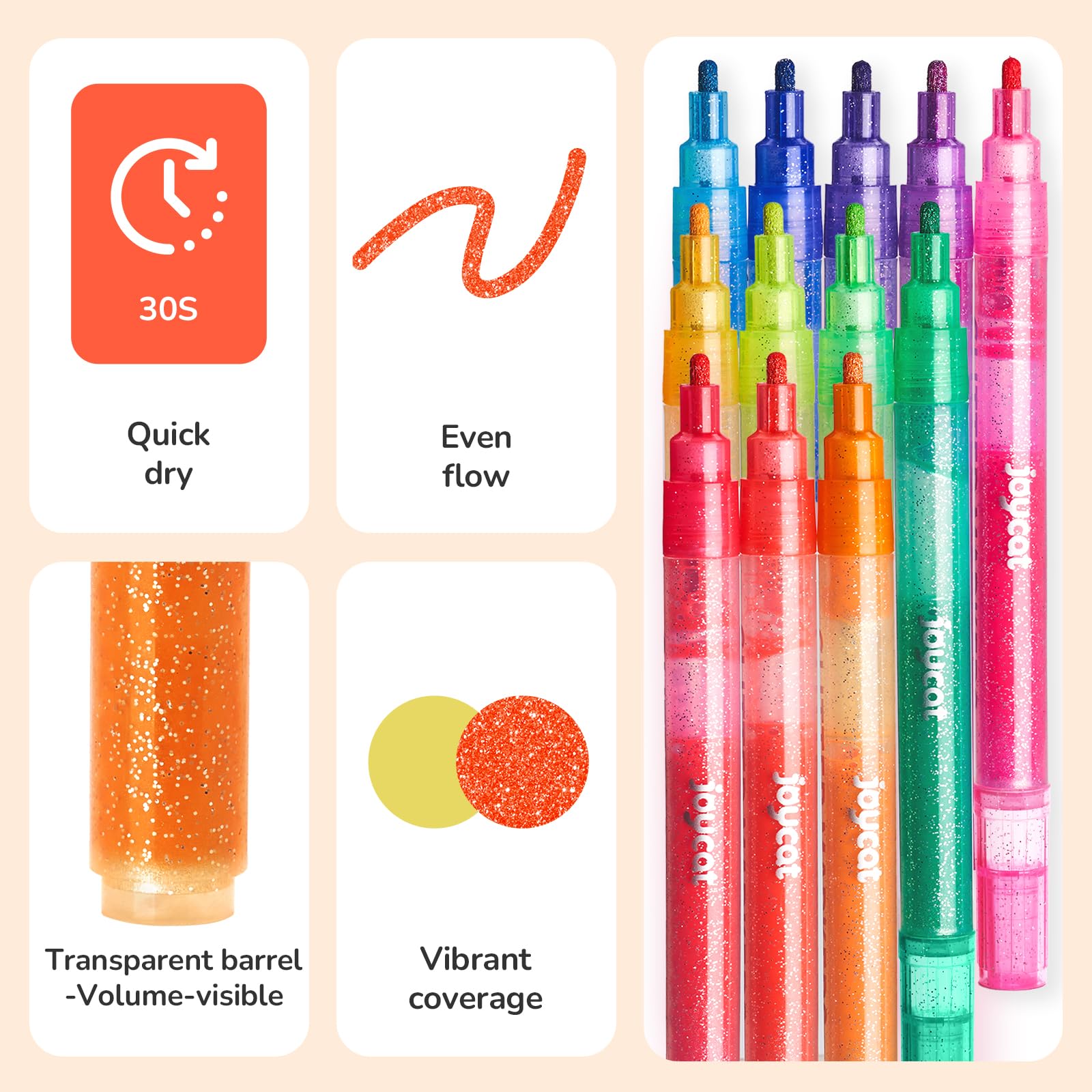 JoyCat glitter marker on rock demonstrates durable color for outdoor projects