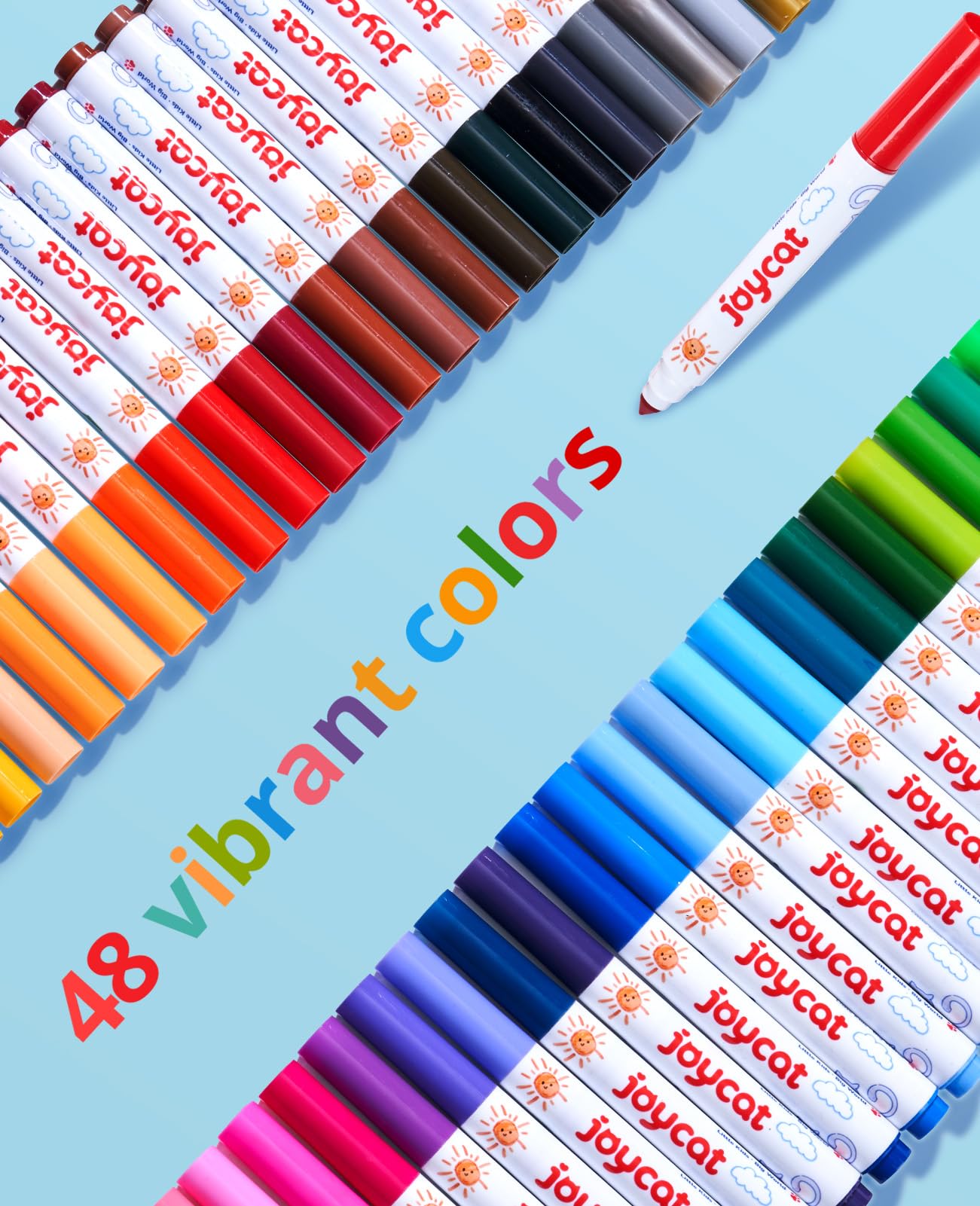 JoyCat 48 color markers set for kids encourages vibrant creativity.