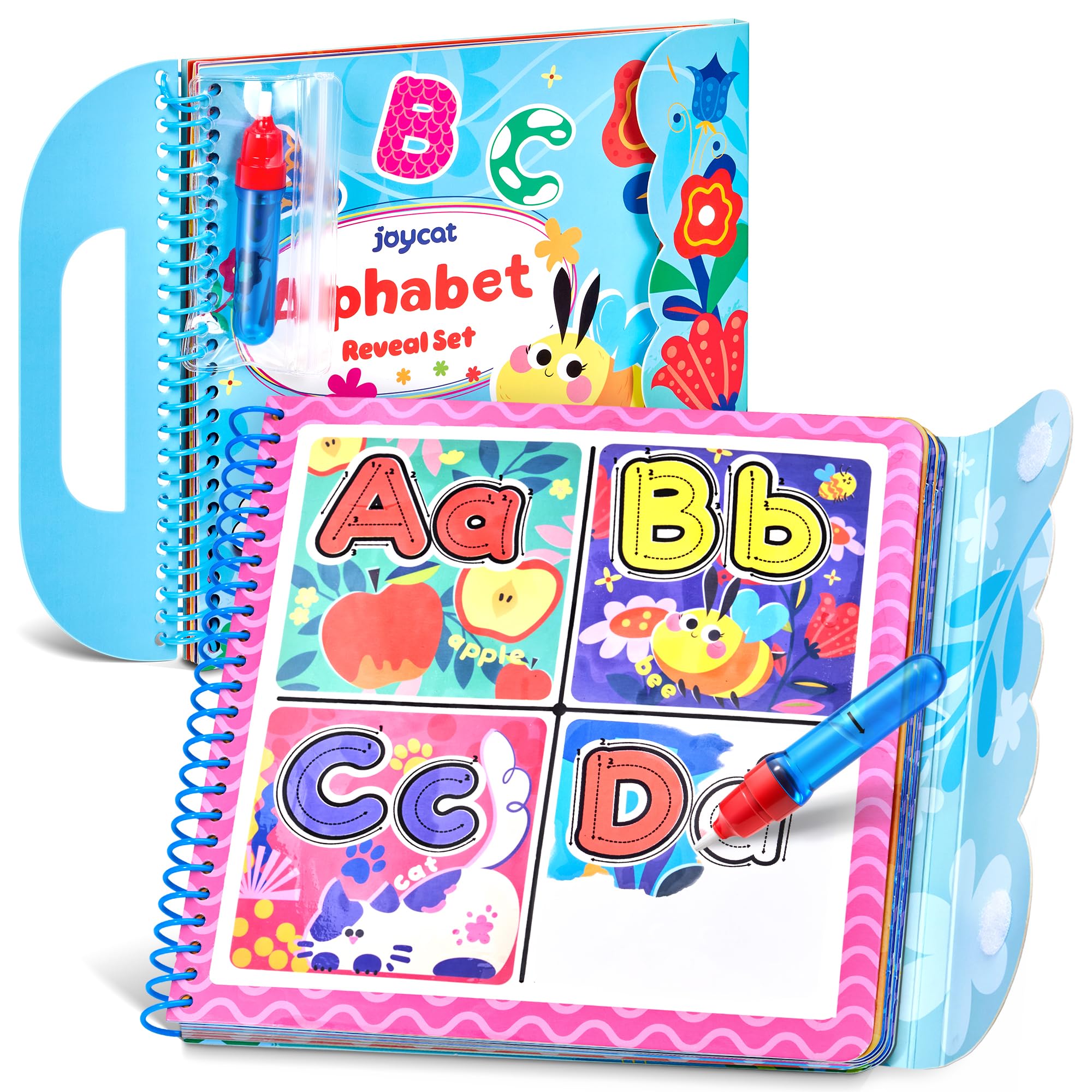 JoyCat Alphabet Water Coloring Book cover showing inviting, mess-free play space
