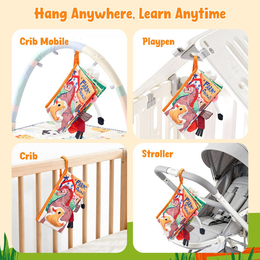 JoyCat Baby Books crinkle texture close-up highlighting high-contrast colors for early vision.