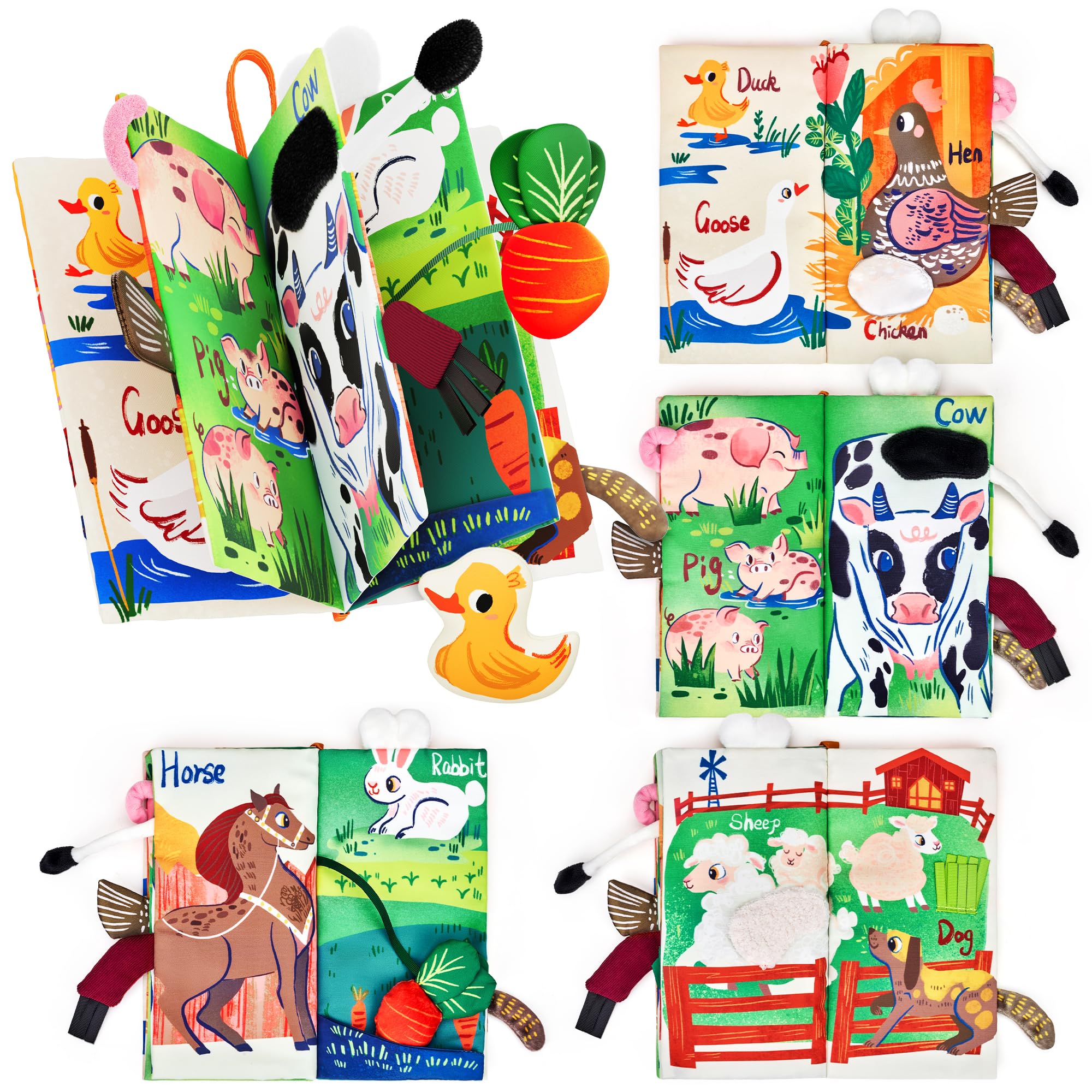 JoyCat Baby Books front cover with farm tail design for newborn sensory exploration.