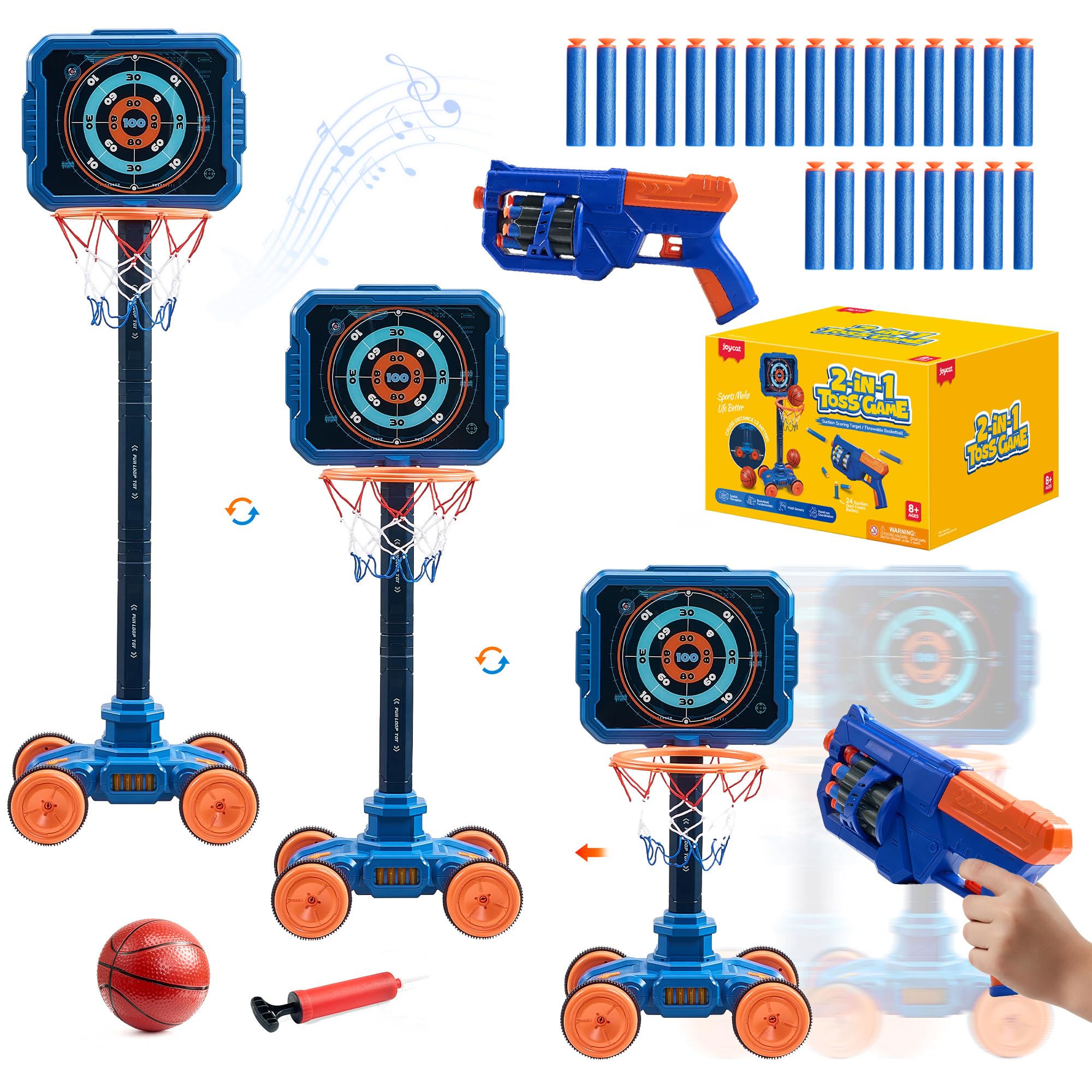 JoyCat 2-in-1 shooting toy with hoop focus boosts hand-eye coordination during active play