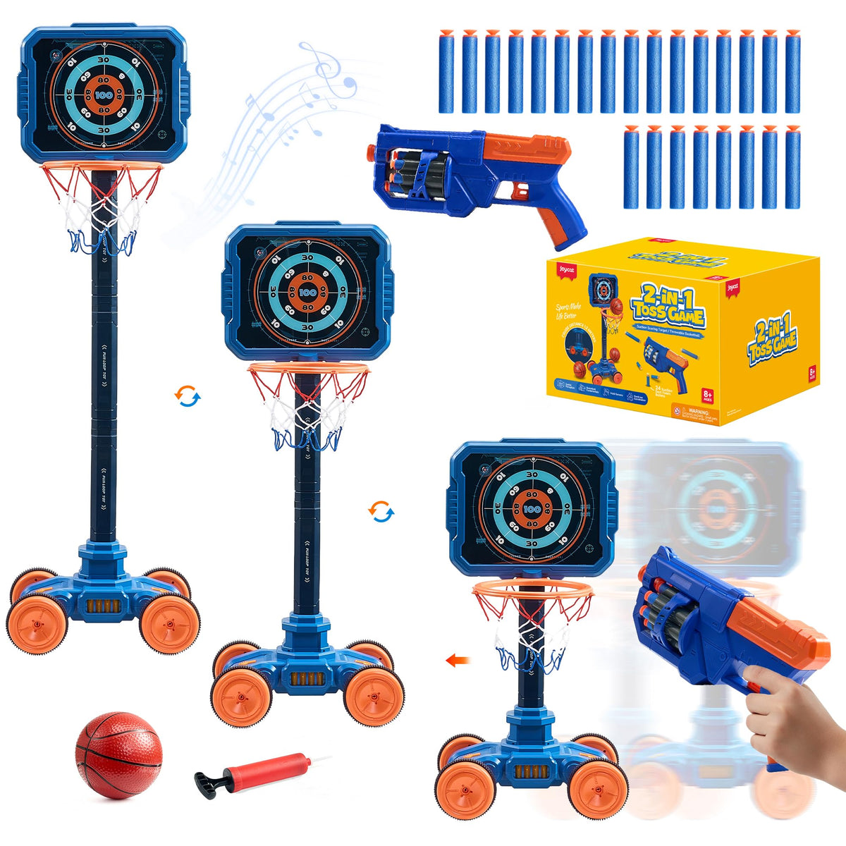 JoyCat 2-in-1 shooting toy with hoop focus boosts hand-eye coordination during active play