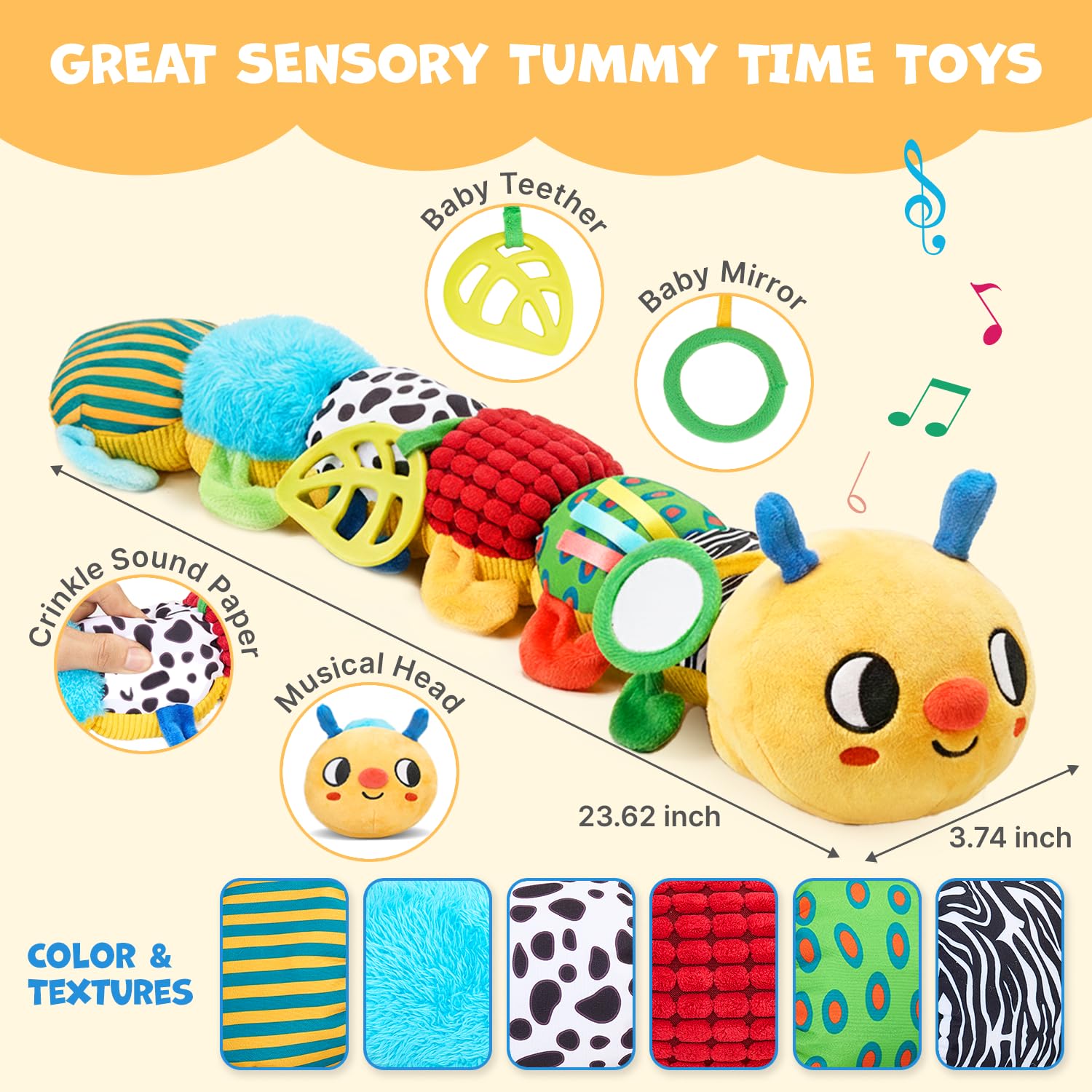JoyCat Caterpillar crinkle textures close-up highlighting tactile feedback during play