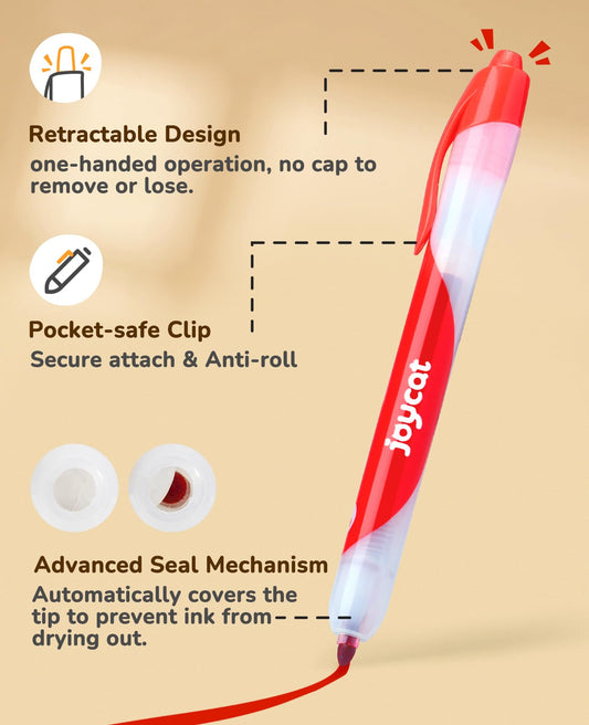 JoyCat retractable-tip markers enable one-handed use for young artists during crafts.