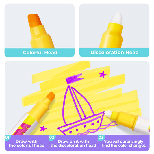 JoyCat color-changing highlighter pens color-change demo showing white topper reveal