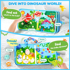 JoyCat Dinosaur Busy Book activity spread encourages problem solving and focus.