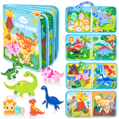 JoyCat Dinosaur Busy Book cover with bright colors inviting imaginative play.
