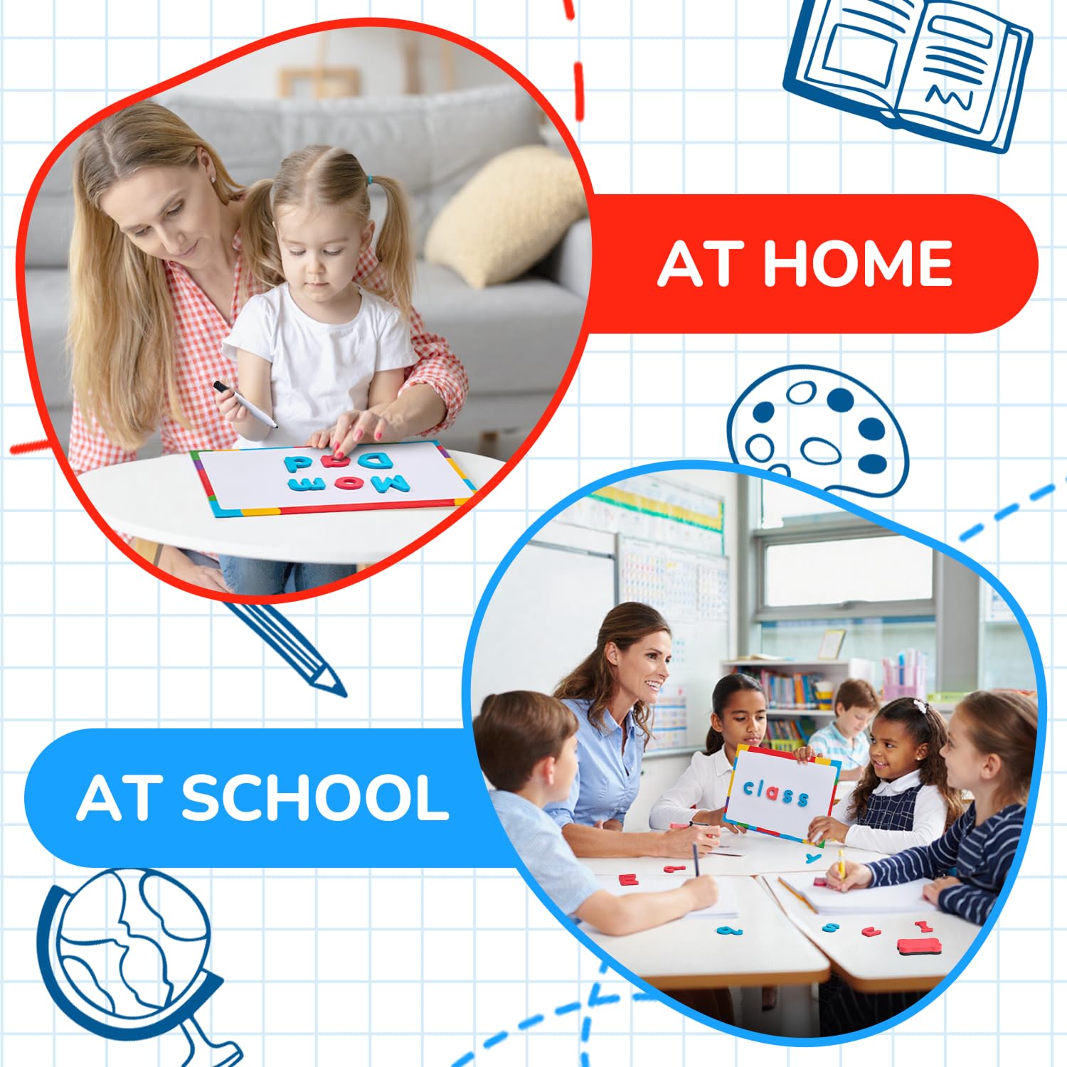 JoyCat doublesided magnetic writing board for erasable, reusable learning sessions