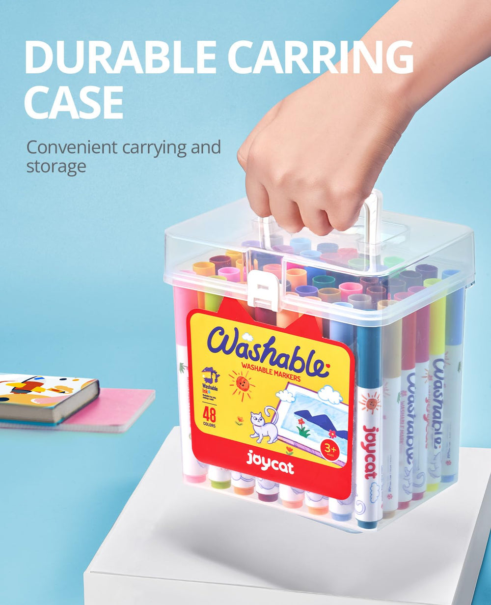 JoyCat durable art case with handle keeps markers organized on the go.