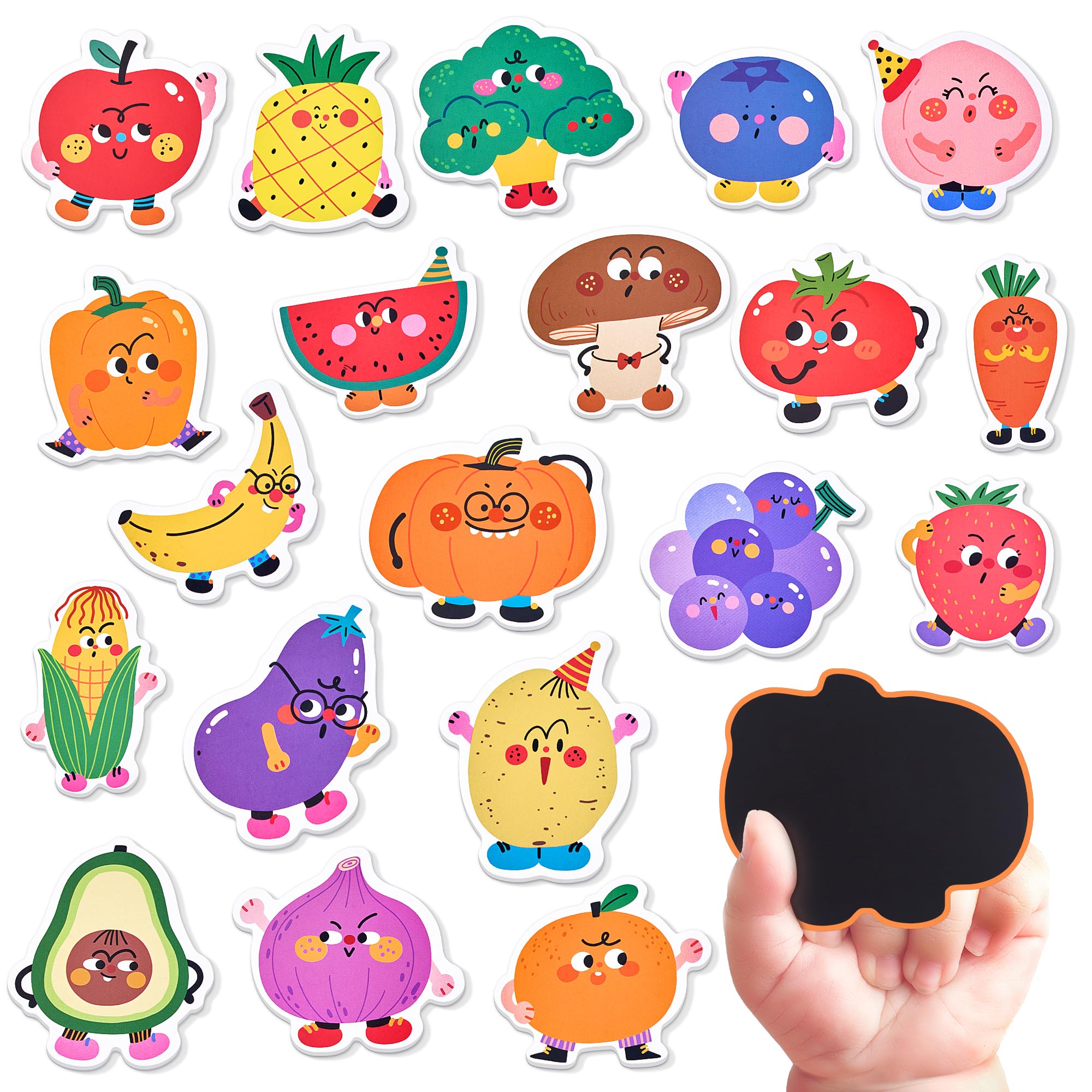 JoyCat fridge magnets show 20 fruits and vegetables for early recognition and play.