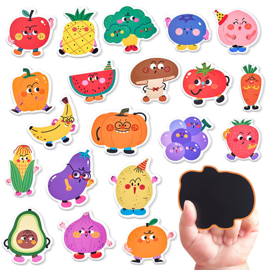 JoyCat fridge magnets show 20 fruits and vegetables for early recognition and play.