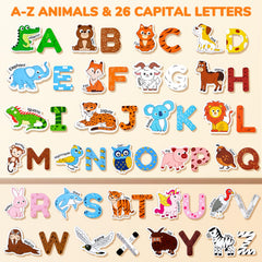 JoyCat uppercase letter magnets aid early literacy on the fridge.