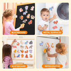 JoyCat monkey magnet with playful shape aiding fine motor practice.