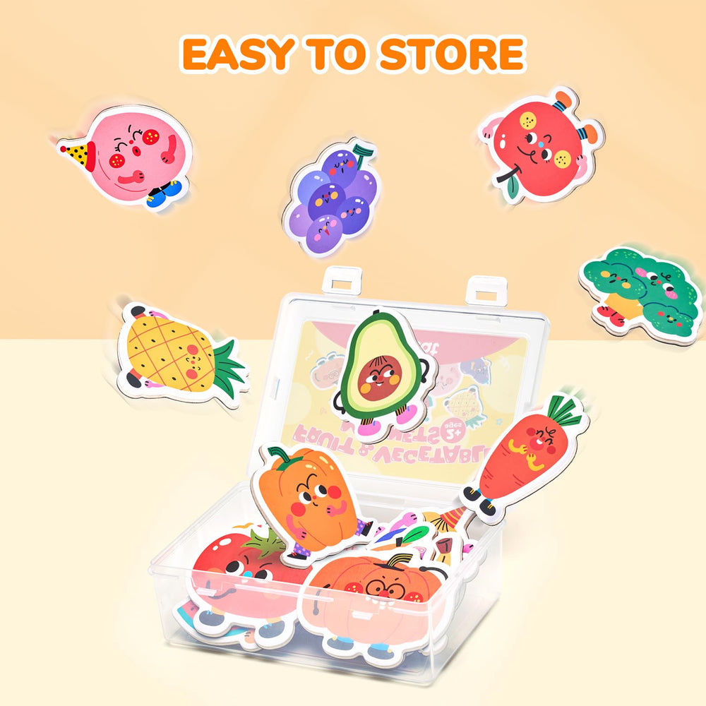 JoyCat magnets built with wooden core feel sturdy for small hands.