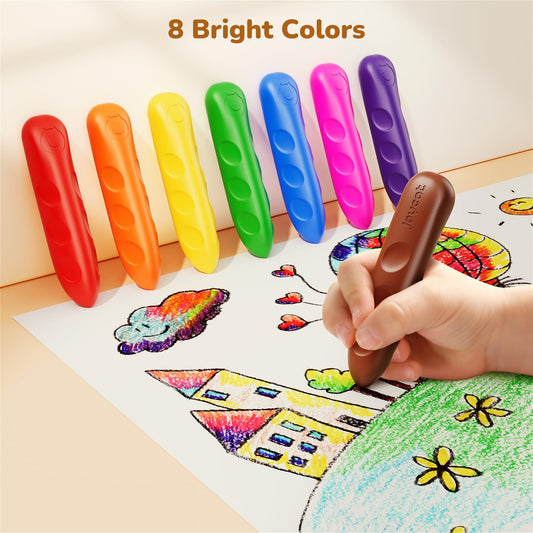 JoyCat jumbo crayons shown in unbreakable design ideal for busy toddlers.
