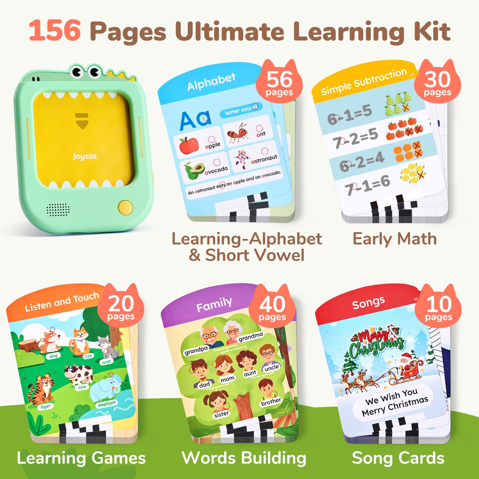 JoyCat Kids Learning Tablet side view highlights easy independent play