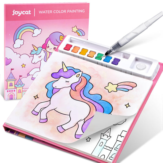 JoyCat Magical Pony watercolor book cover with vibrant colors for creative play.