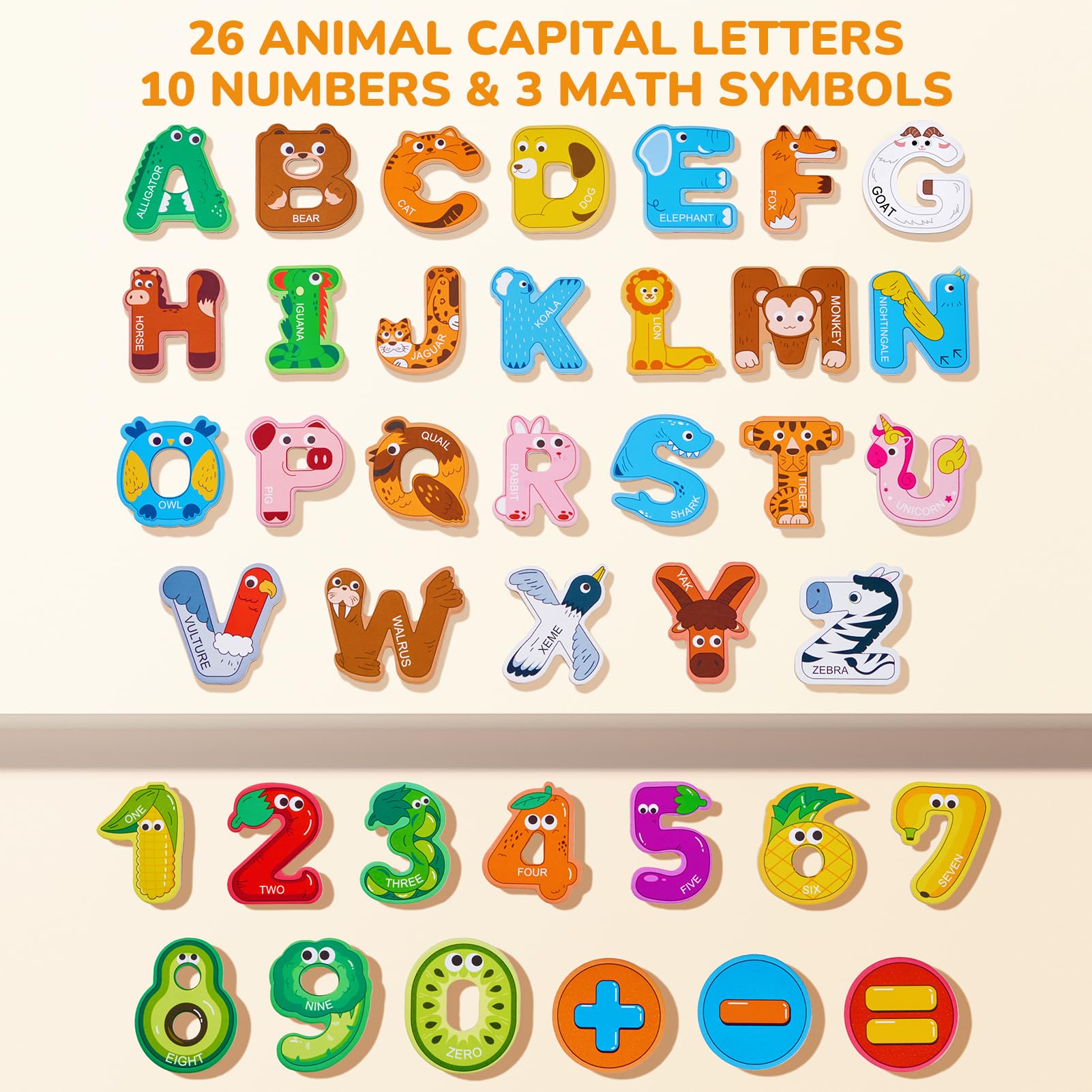 JoyCat magnets display numbers 0-9 with cute illustrations, supporting counting and number recognition