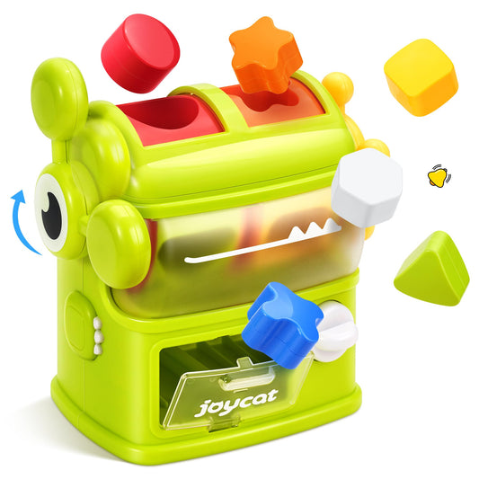 JoyCat Monster Eating The Shapes front view shows colorful blocks for early color recognition.