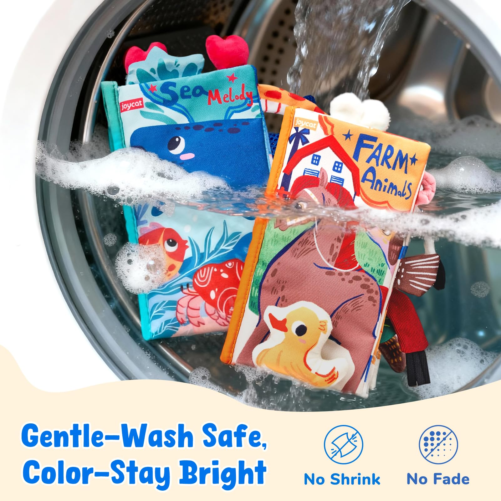 JoyCat Montessori soft busy-board supports independent exploration and fine motor gains.