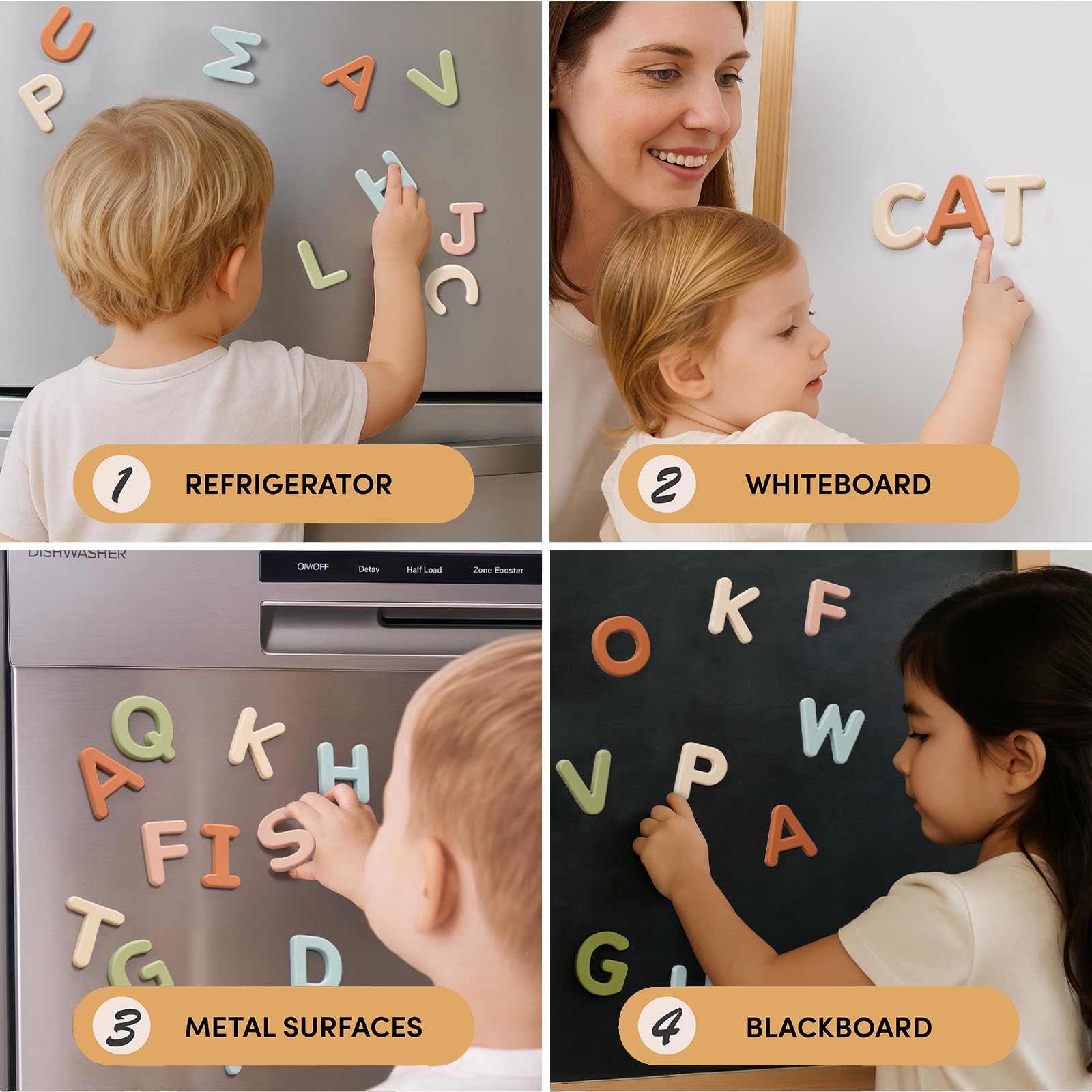 JoyCat muted-tone alphabet letters encourage gentle color sorting.