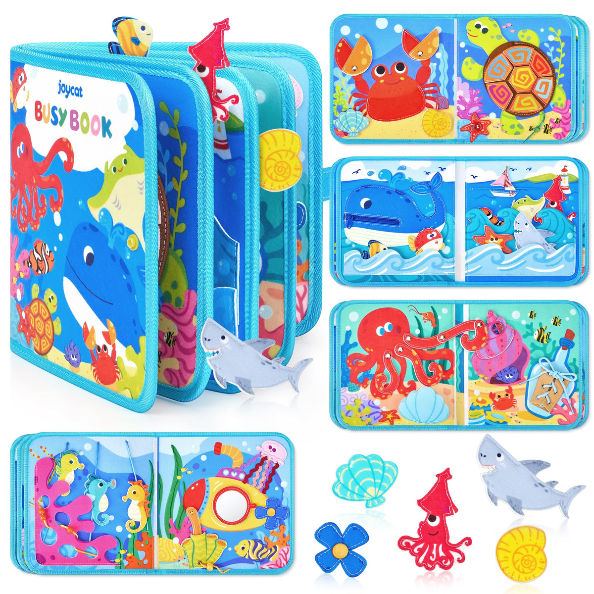 JoyCat Ocean Busy Book cover with soft felt design ideal for screen-free play
