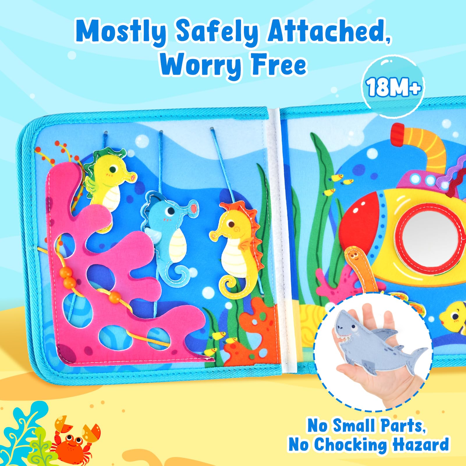 JoyCat Ocean Busy Book reinforced stitching and durable felt for daily use