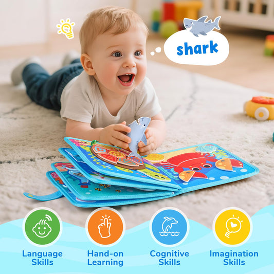 JoyCat Ocean Busy Book zipper activity page supporting precise hand movements