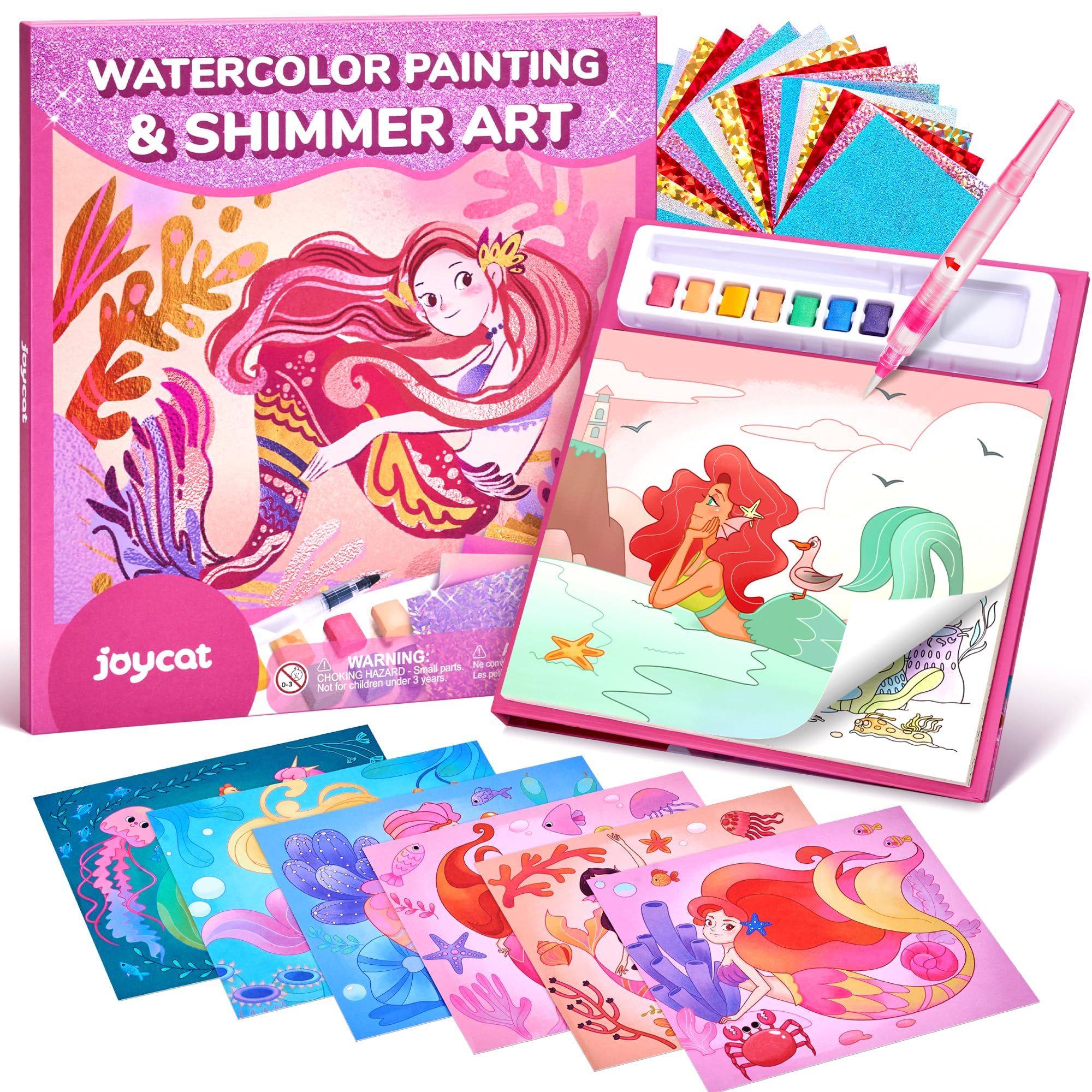JoyCat Ocean Princess watercolor pages for kids' creative painting