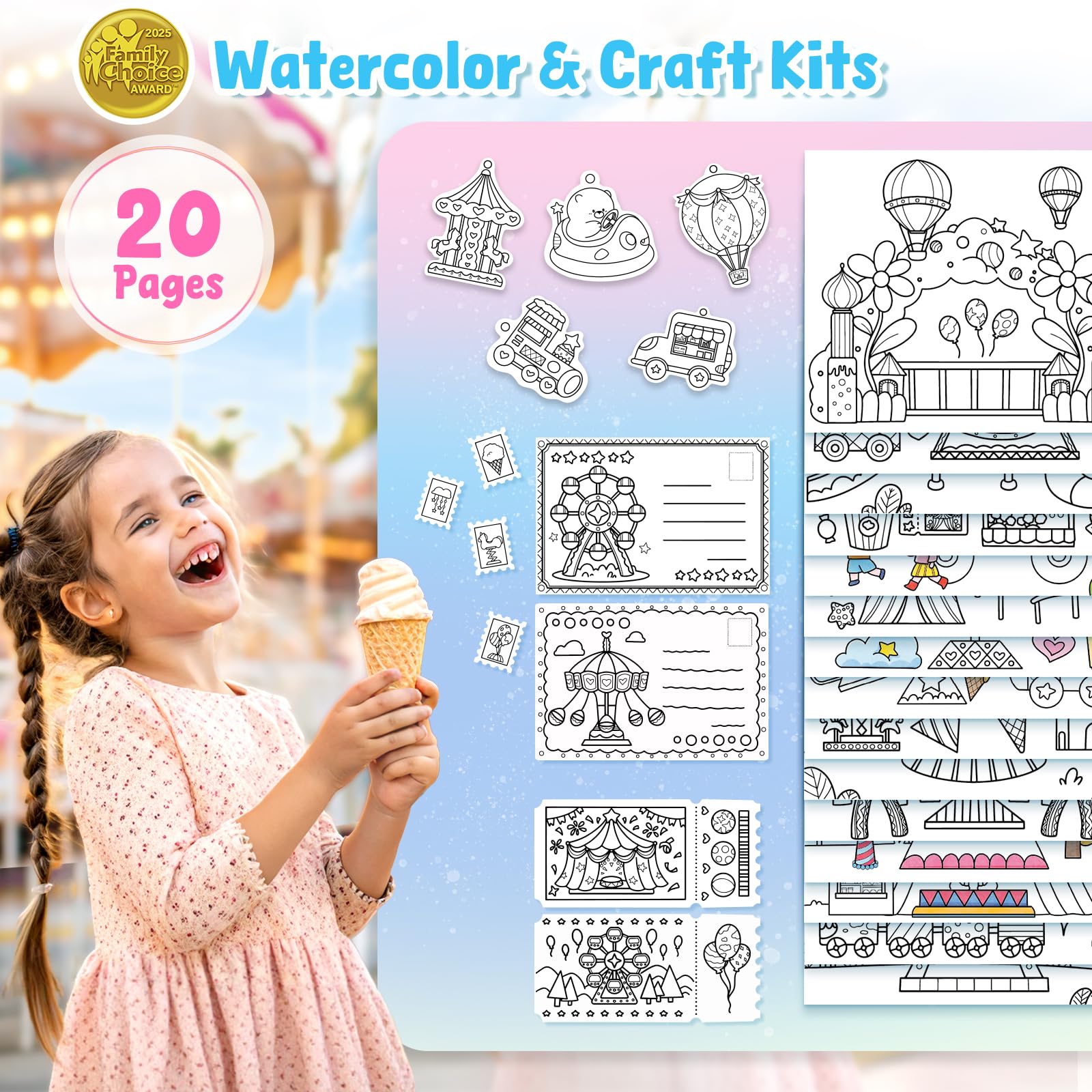 JoyCat Paint with Water pages opened—vivid scenes spark hands-on coloring fun.