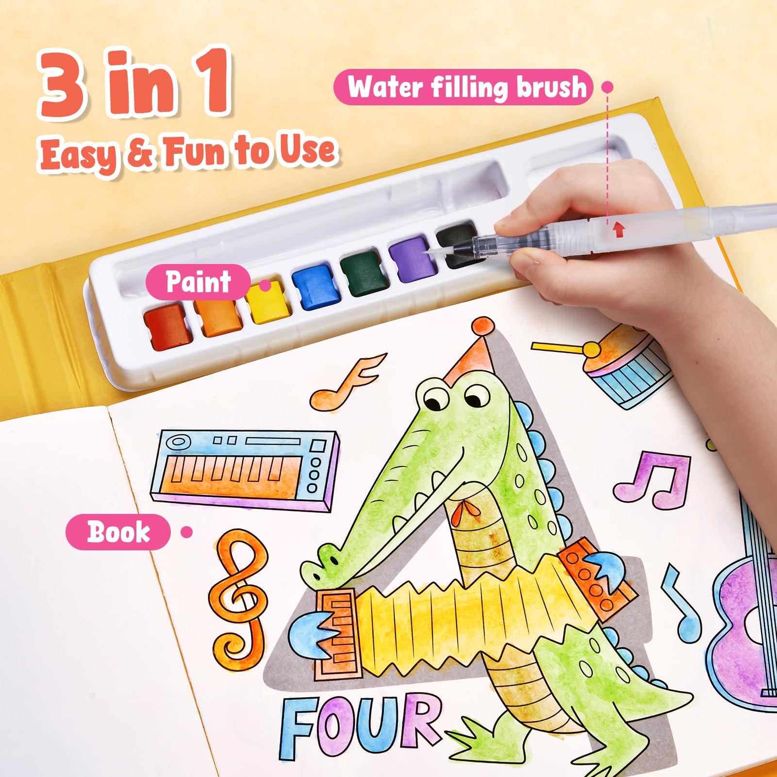 JoyCat coloring book features thick paper to minimize bleed-through during watercolor practice.