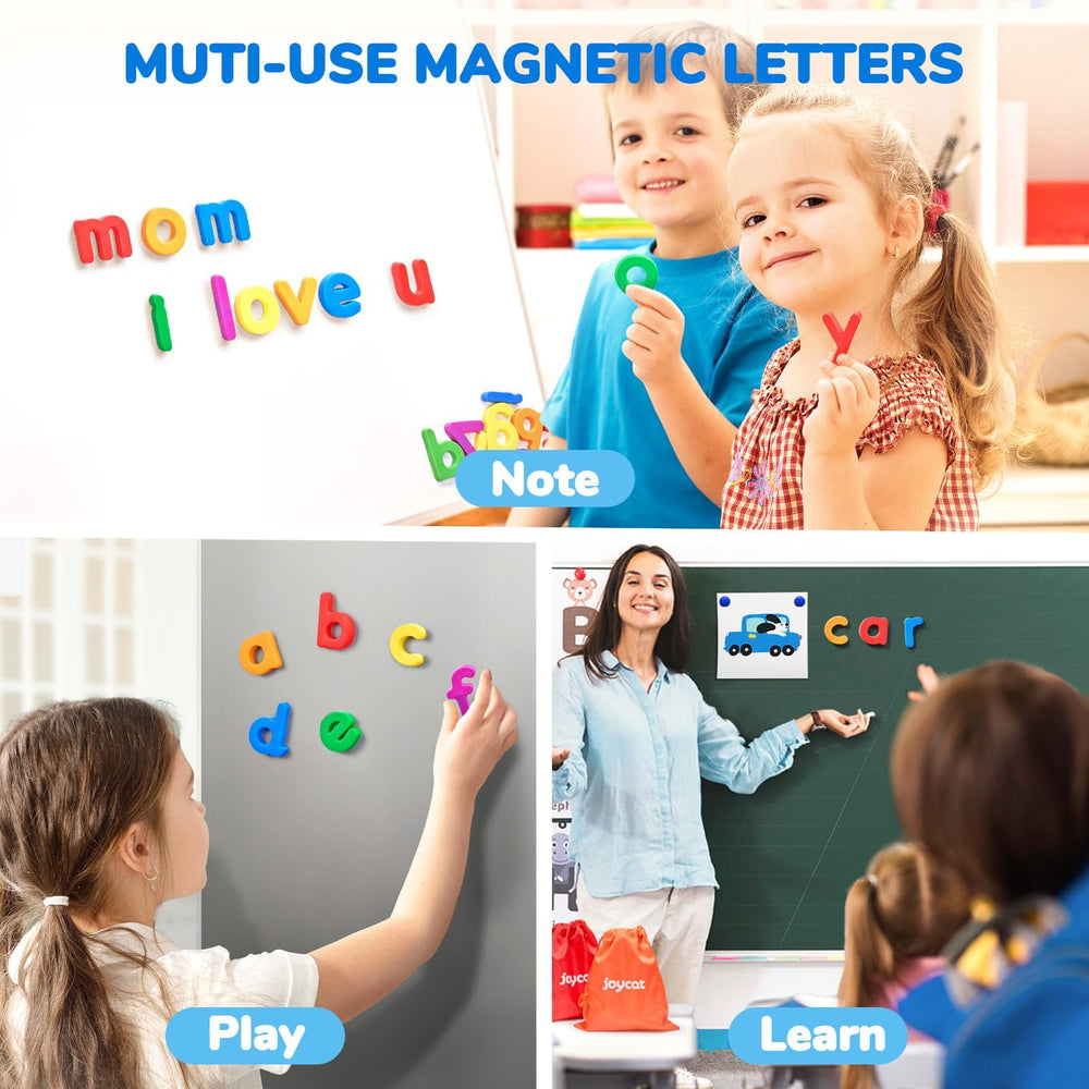 JoyCat letters with a matte finish stay securely in place during activities.