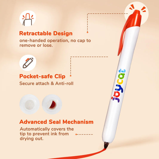 JoyCat retractable tips make one-handed coloring easy for small hands.