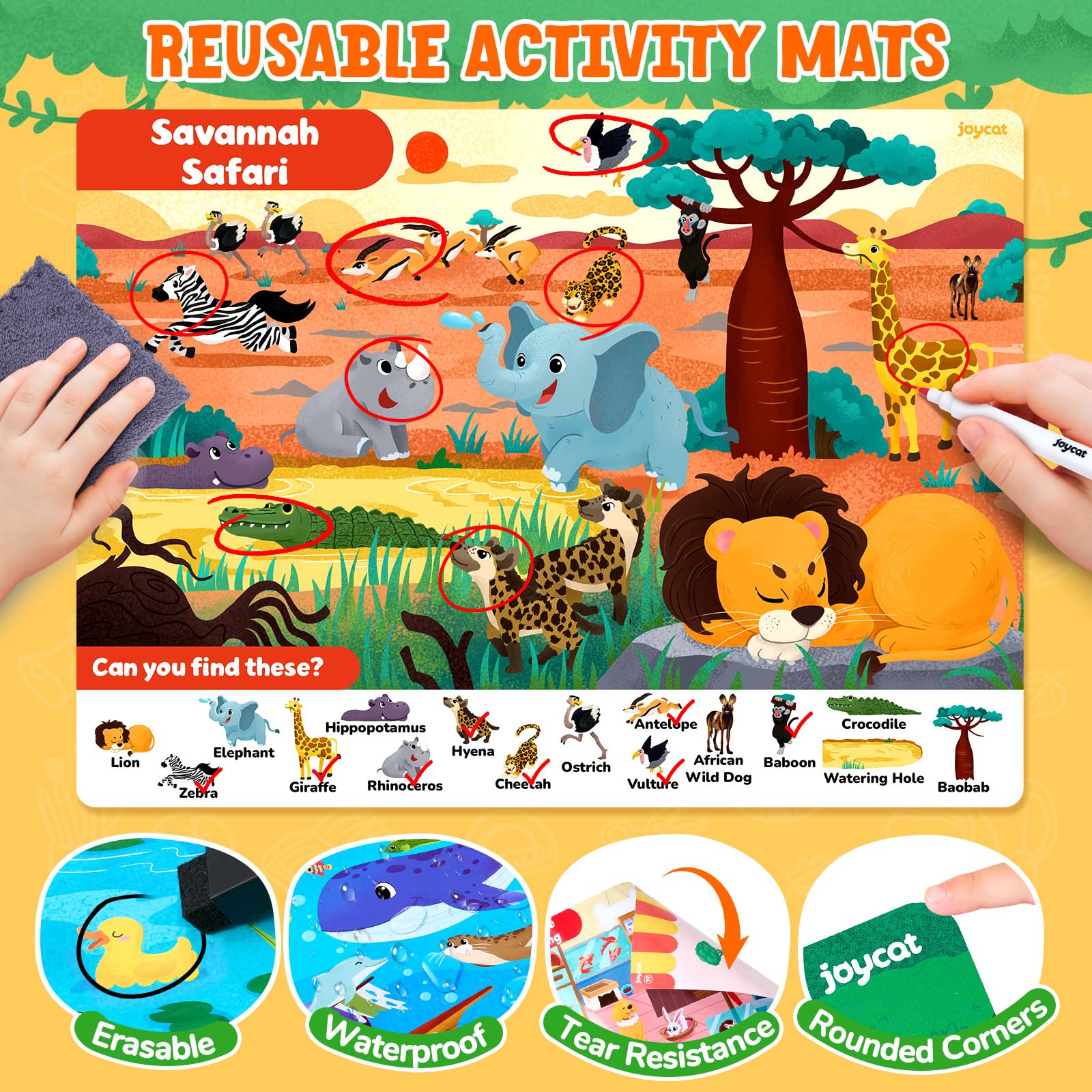 JoyCat Barnyard Bash mats enhance observation on road trips and quiet play