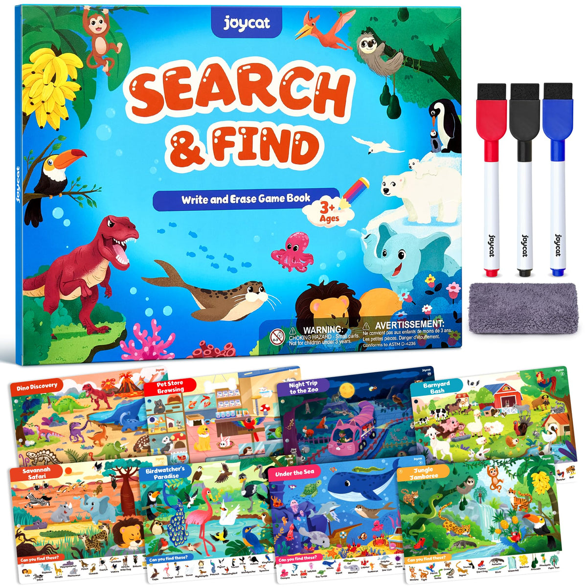 JoyCat Search and Find Jungle Jamboree mats promote focus during travel and learning